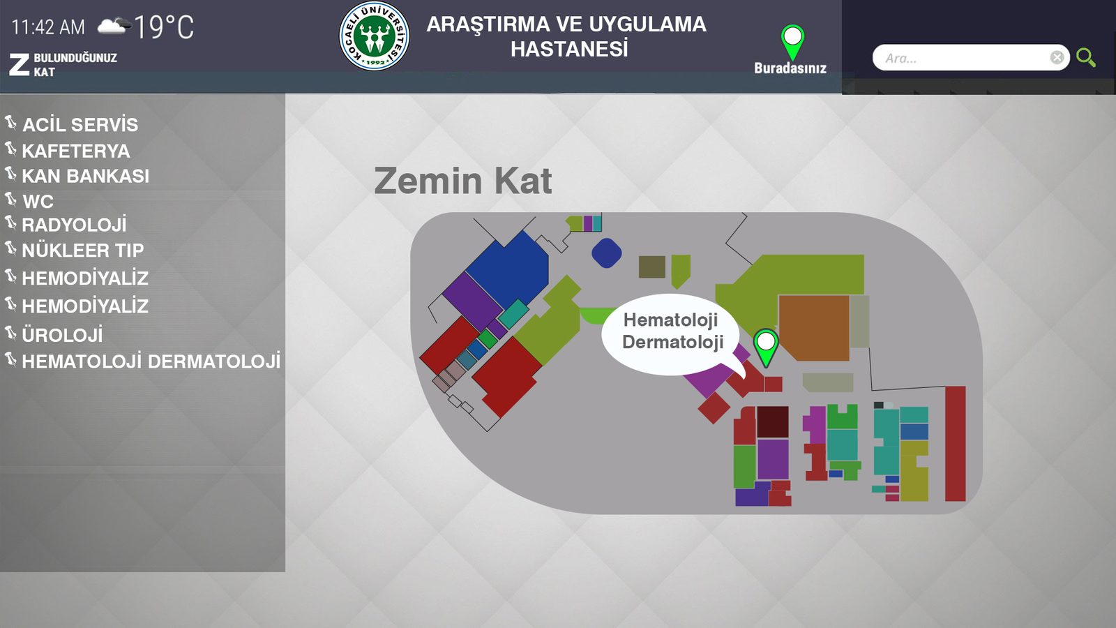Kocaeli Üniversitesi Araştırma ve Uygulama Hastanesi yönlendirme kiosku