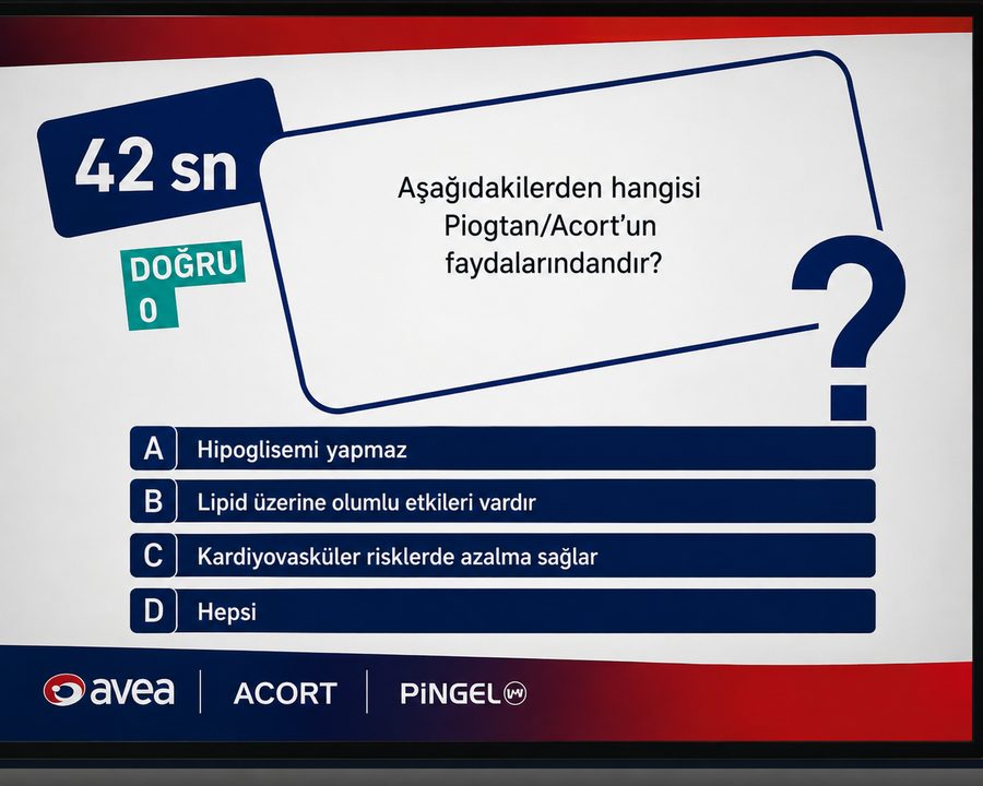 Sanofi oyun uygulamasında süreli bilgi yarışması ekranı
